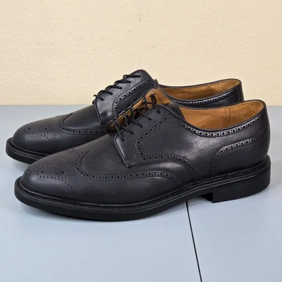 Polo Ralph Lauren Shoes Mens 12 D Black Wingtips Asher Brogue Derby Vibram