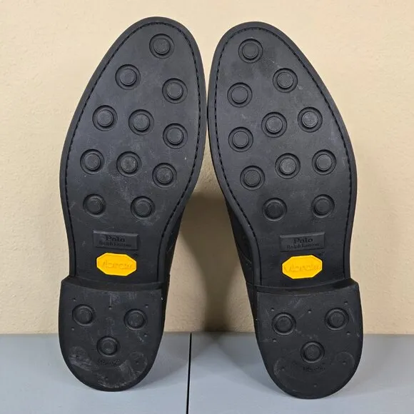 Polo Ralph Lauren Shoes Mens 12 D Black Wingtips Asher Brogue Derby Vibram