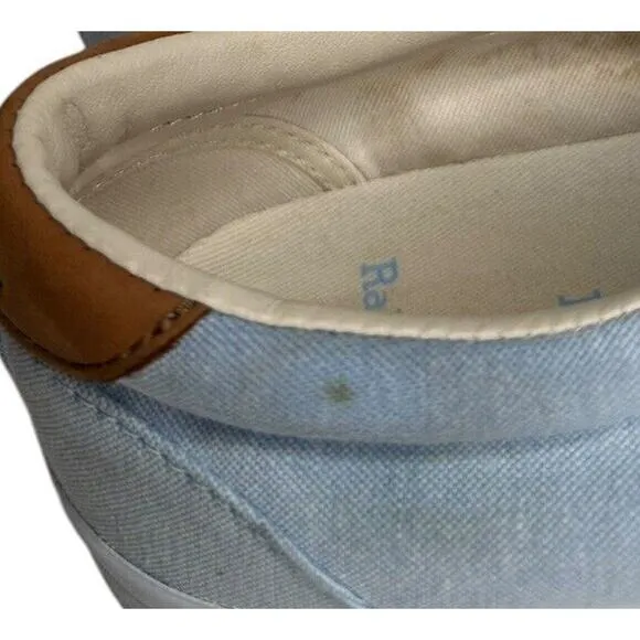 POLO RALPH LAUREN Thorton Cotton Canvas Light Blue Pony Oxford Sneakers Mens 8D