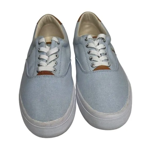 POLO RALPH LAUREN Thorton Cotton Canvas Light Blue Pony Oxford Sneakers Mens 8D