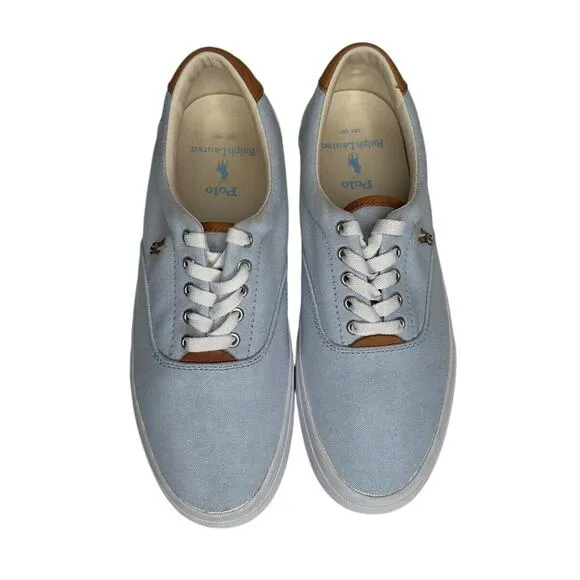 POLO RALPH LAUREN Thorton Cotton Canvas Light Blue Pony Oxford Sneakers Mens 8D