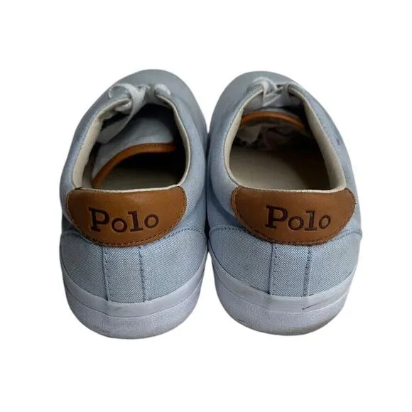 POLO RALPH LAUREN Thorton Cotton Canvas Light Blue Pony Oxford Sneakers Mens 8D