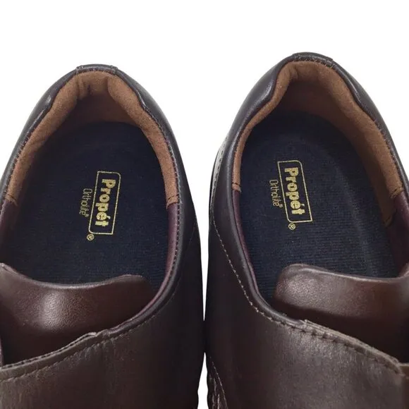 Propet Olivia NWOT Brown Leather Comfort Shoes 9.5W (D) WPRX25 Diabetic Stretch