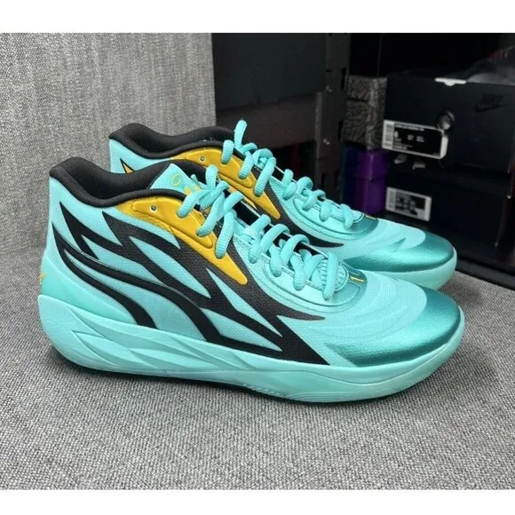 Puma x LaMelo Ball MB.02 Elektro Aqua Basketball Shoes Men’s Size 10 | 377590-01