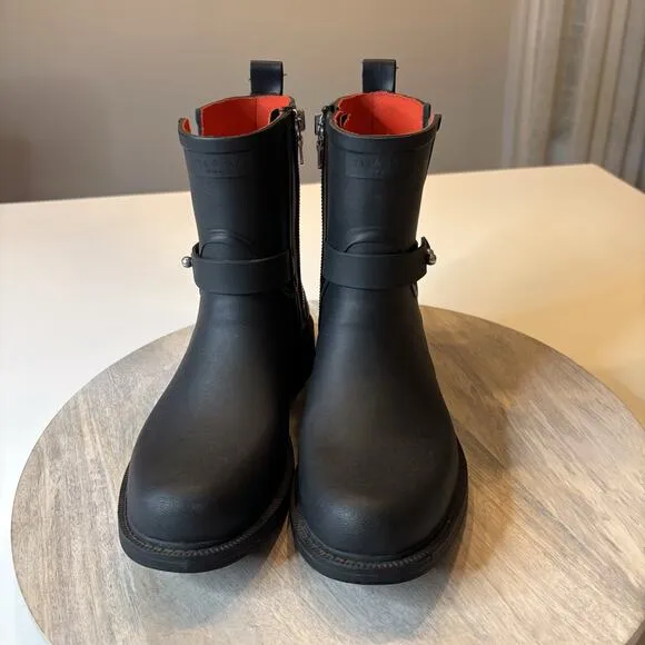 Rag &amp; Bone Women's Black Moto Rain Rubber Waterproof Boots US Size 6.5