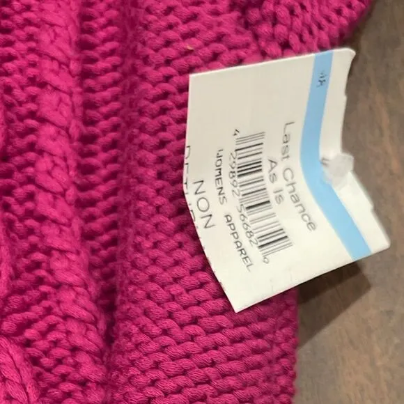 Ramy Brook Manny Soft Cable Knit Crewneck Sweater in Diva Pink.Size XS