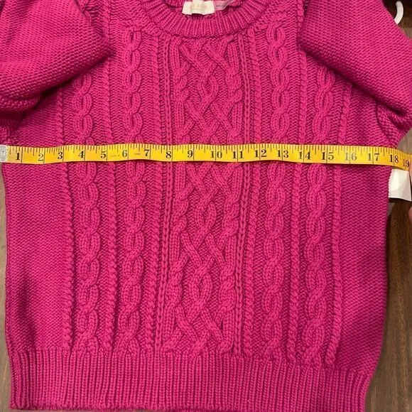 Ramy Brook Manny Soft Cable Knit Crewneck Sweater in Diva Pink.Size XS