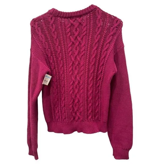 Ramy Brook Manny Soft Cable Knit Crewneck Sweater in Diva Pink.Size XS