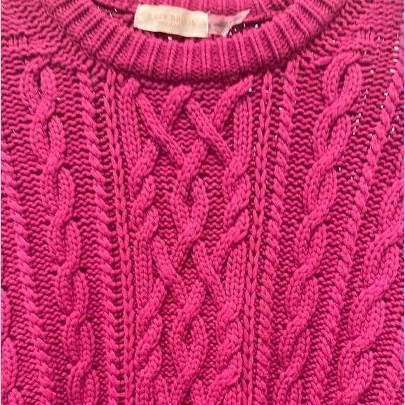 Ramy Brook Manny Soft Cable Knit Crewneck Sweater in Diva Pink.Size XS