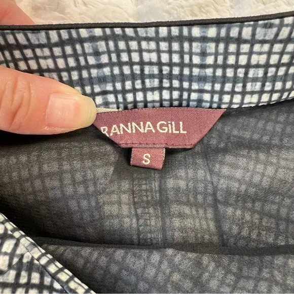 RANNA GILL blue white Aven midi a-line skirt