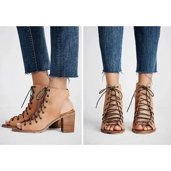 RARE $178 Jeffrey Campbell Free People Minimal Lace Up Heel Sandal 6