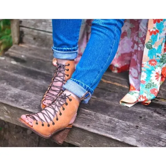 RARE $178 Jeffrey Campbell Free People Minimal Lace Up Heel Sandal 6