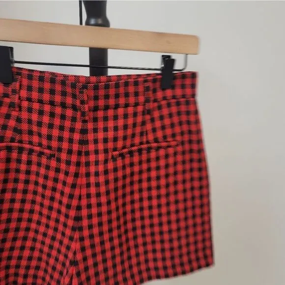 RED Valentino Wool Vichy Gingham Check Shorts Skort US 8 EU40