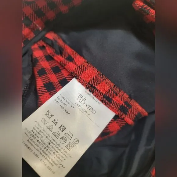 RED Valentino Wool Vichy Gingham Check Shorts Skort US 8 EU40