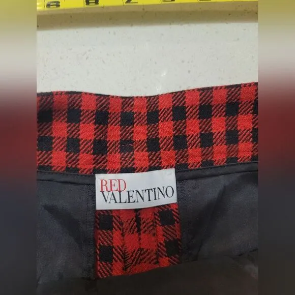RED Valentino Wool Vichy Gingham Check Shorts Skort US 8 EU40