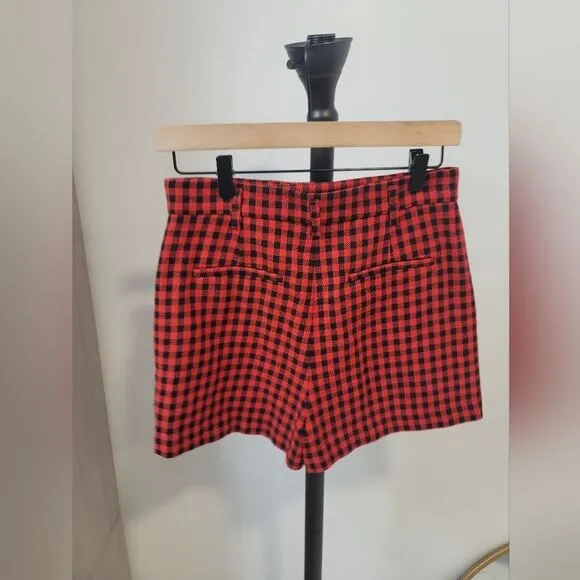 RED Valentino Wool Vichy Gingham Check Shorts Skort US 8 EU40