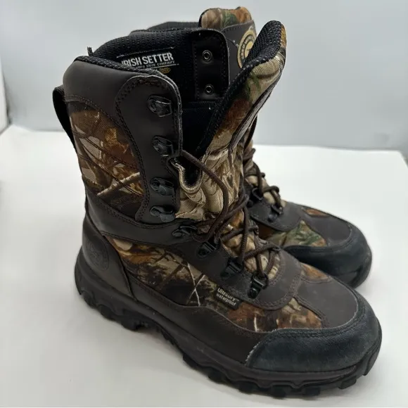Red Wing Irish Setter Mens 8.5 Hunting Boots Camouflage 600G Mid Calf Insulated