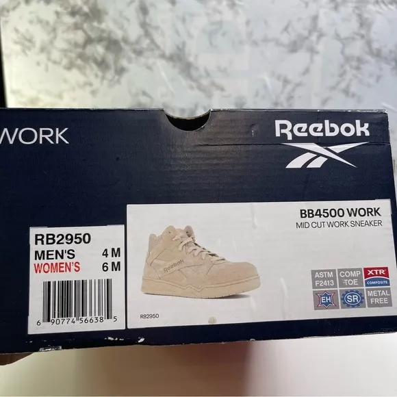 Reebok BB4500 Beige Work &amp; Safety Shoes Sneakers woman 6 leather upper comp toe