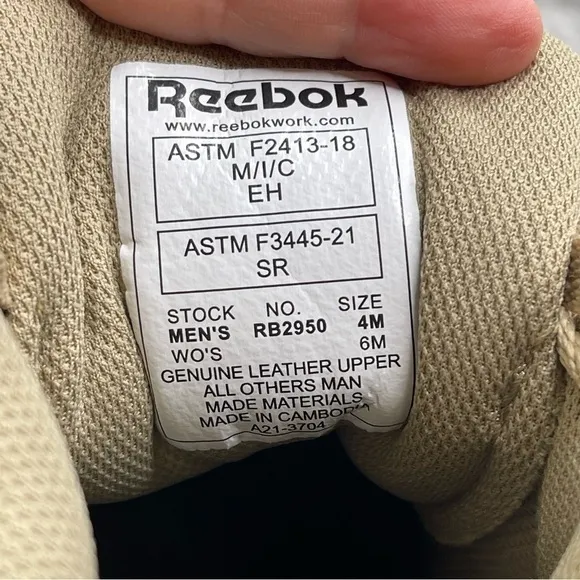 Reebok BB4500 Beige Work &amp; Safety Shoes Sneakers woman 6 leather upper comp toe