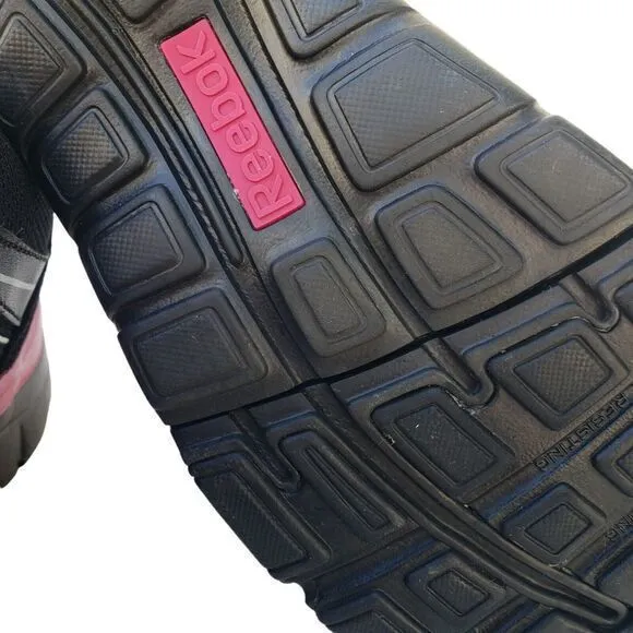 Reebok Men's Training Sneakers Shoes Size 7.5 W Black‎ Fuchsia Athletic Running