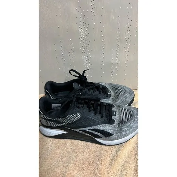 Reebok Training Shoes Black white pure gray, womens size 7.5