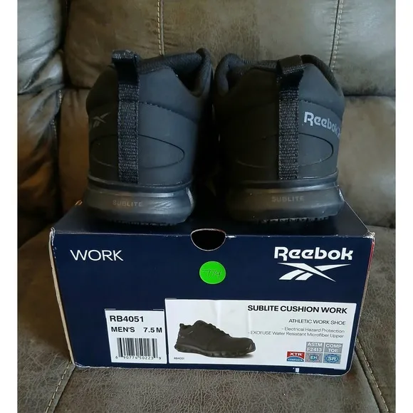 Reebok Work Shoes Sublite ASTM F2413-18 M/I/C/EH Alloy Toe Black 7.5 M MENS #774