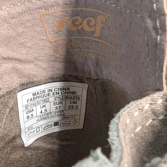 Reef Voyage Breeze Gray Suede Ankle Boots Size 6.5