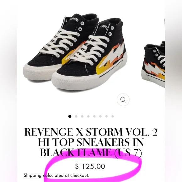 REVENGE X STORM VOL. 2 HI TOP SNEAKERS/SHOES IN BLACK FLAME | NEW/NWOB!!⚡️⚡️