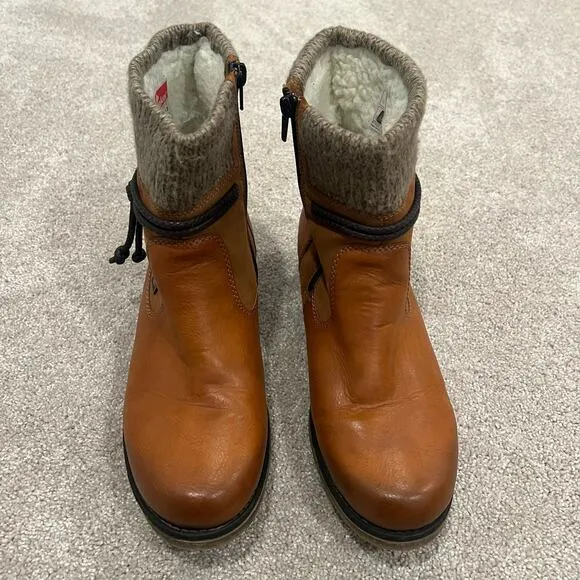Rieker Cayenne Women's Brown Leather Ankle Boot Insulated Size 43‎ USA 11