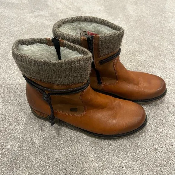 Rieker Cayenne Women's Brown Leather Ankle Boot Insulated Size 43‎ USA 11