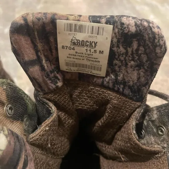 rocky goretex camouflage waterproof mens hunting boots size 11.5