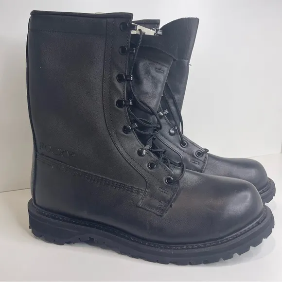 Rocky Mens 10.5 NWT Black Leather Insulated Military Combat Lace Up Vibram Boots