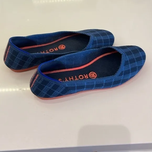 Rothy’s Blue Checked Shoes—BEAUTIFUL Color &amp; Pattern—EXCELLENT Cond! Comfort—7.5