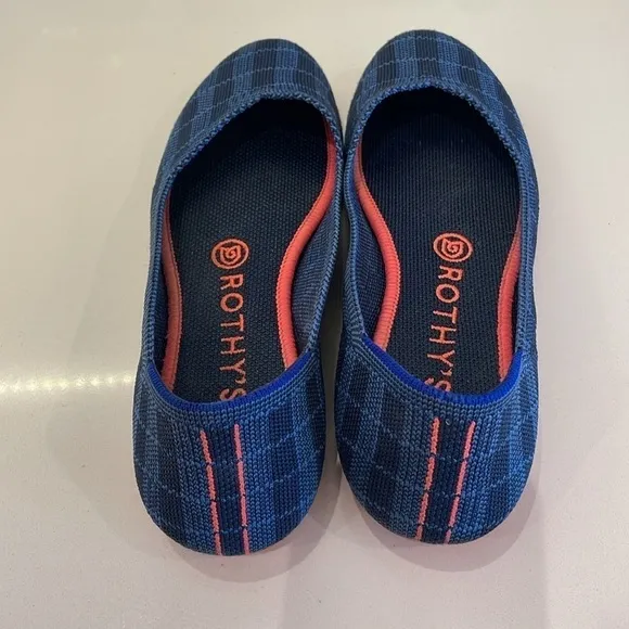 Rothy’s Blue Checked Shoes—BEAUTIFUL Color &amp; Pattern—EXCELLENT Cond! Comfort—7.5
