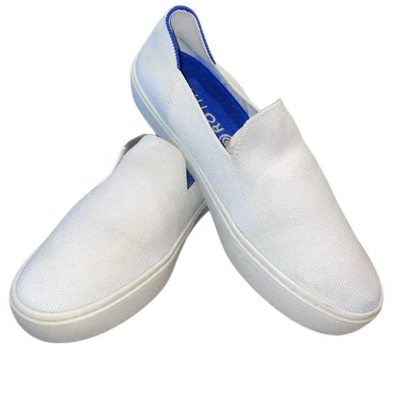 Rothy’s white slip on tennis shoes, black and blue heels.  Size 8 SH6