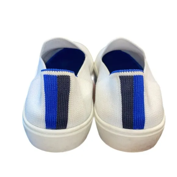 Rothy’s white slip on tennis shoes, black and blue heels.  Size 8 SH6