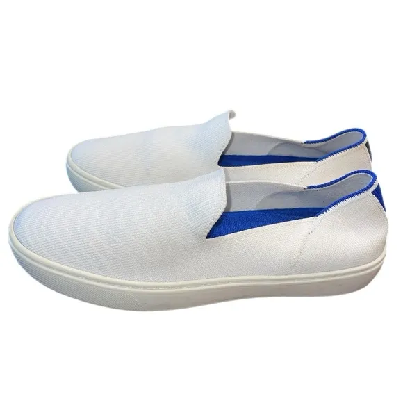 Rothy’s white slip on tennis shoes, black and blue heels.  Size 8 SH6