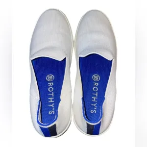Rothy’s white slip on tennis shoes, black and blue heels.  Size 8 SH6