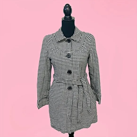 ROXY Outwear Peacoat Mid-Long Single Breasted Plaid Coat Winter Jacket Medium