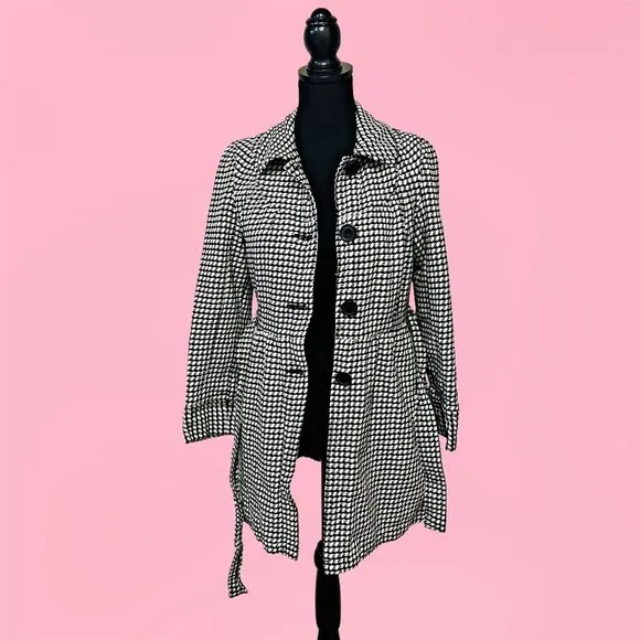 ROXY Outwear Peacoat Mid-Long Single Breasted Plaid Coat Winter Jacket Medium