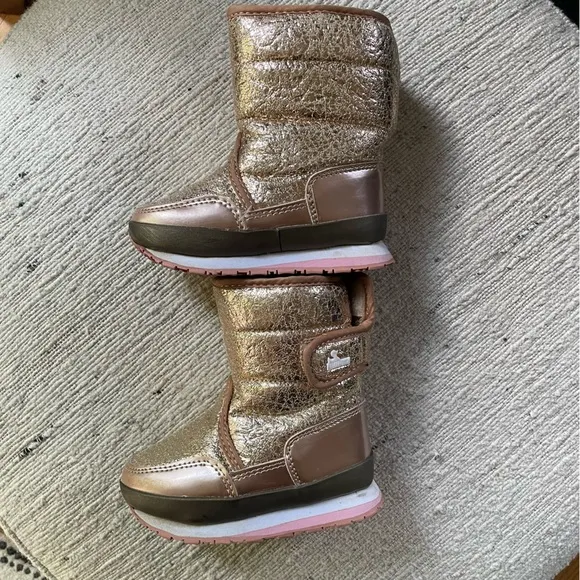 RUBBER DUCK Winter Boots - Snowjogger - Cracked Metallic - Rose Gold, Toddler 8