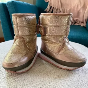 RUBBER DUCK Winter Boots - Snowjogger - Cracked Metallic - Rose Gold, Toddler 8