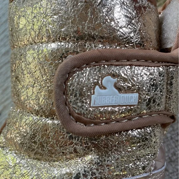 RUBBER DUCK Winter Boots - Snowjogger - Cracked Metallic - Rose Gold, Toddler 8