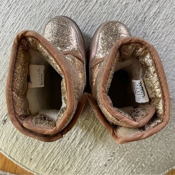 RUBBER DUCK Winter Boots - Snowjogger - Cracked Metallic - Rose Gold, Toddler 8