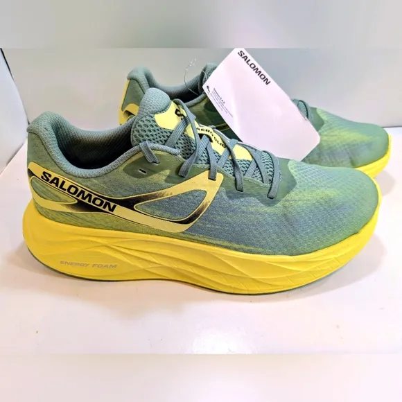 Salomon AERO GLIDE Men's Running Outdoor Shoes Size 10 Granite Green Yellow Iris