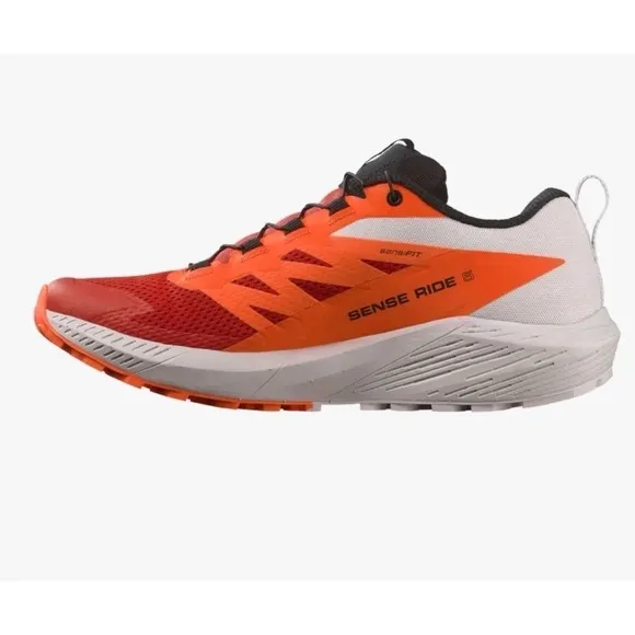 Salomon Sense Ride 5  Men's 11.5 Trail Running Shoes Red Orange Jogging New