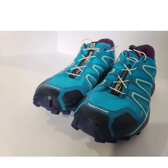 Salomon Speedcross 4 Trail Running Shoes Men's Toggle Lace Lock Blue US 9