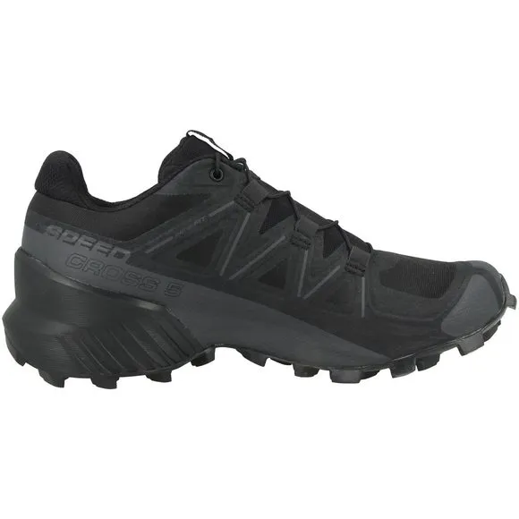 SALOMON SPEEDCROSS 5 TRAIL RUNNING SHOES FOR WOMEN, BLACK/BLACK/PHANTOM, 8.