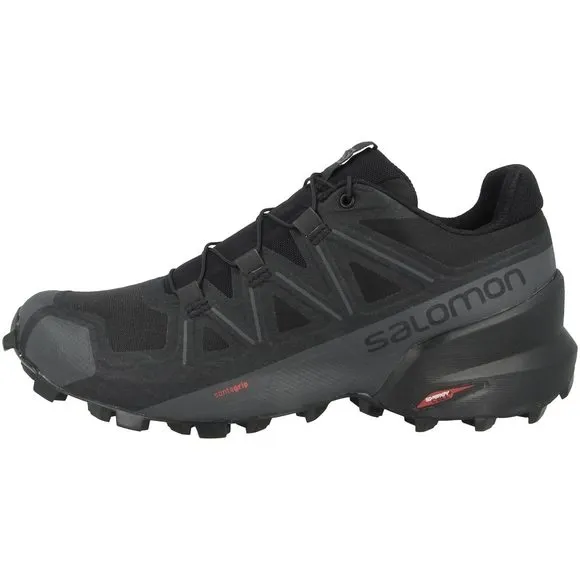 SALOMON SPEEDCROSS 5 TRAIL RUNNING SHOES FOR WOMEN, BLACK/BLACK/PHANTOM, 8.