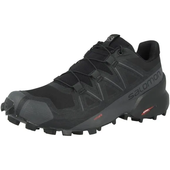 SALOMON SPEEDCROSS 5 TRAIL RUNNING SHOES FOR WOMEN, BLACK/BLACK/PHANTOM, 8.